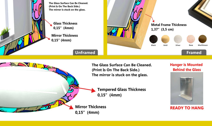 Colorful Pop Art Glass Wall Mirror