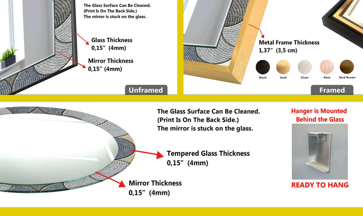 Beige & Gray Circles Design Wall Mirror