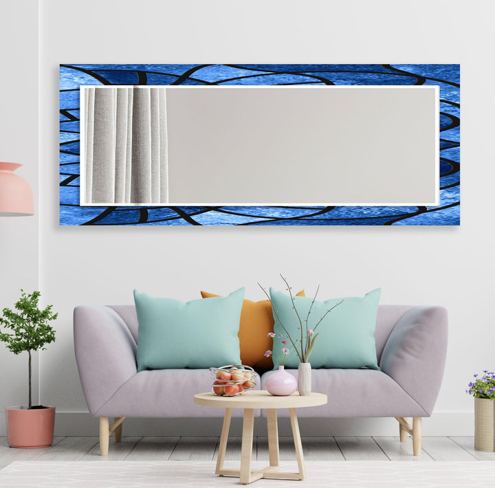 Navy Blue Stained Wall Mirrors Square Wall Mirror
