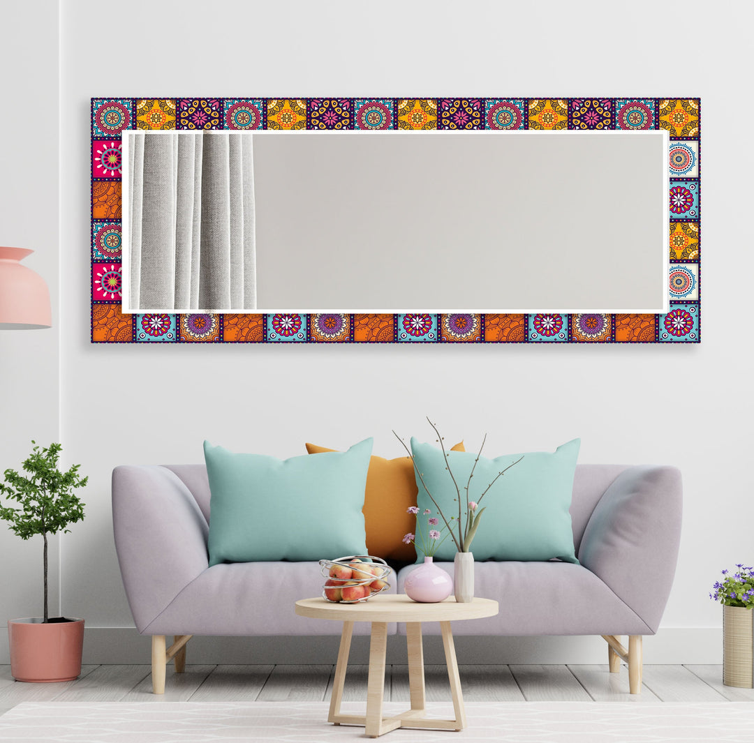 Mandala Red & Orange Wall Mirrors Blue Wall Mirror

