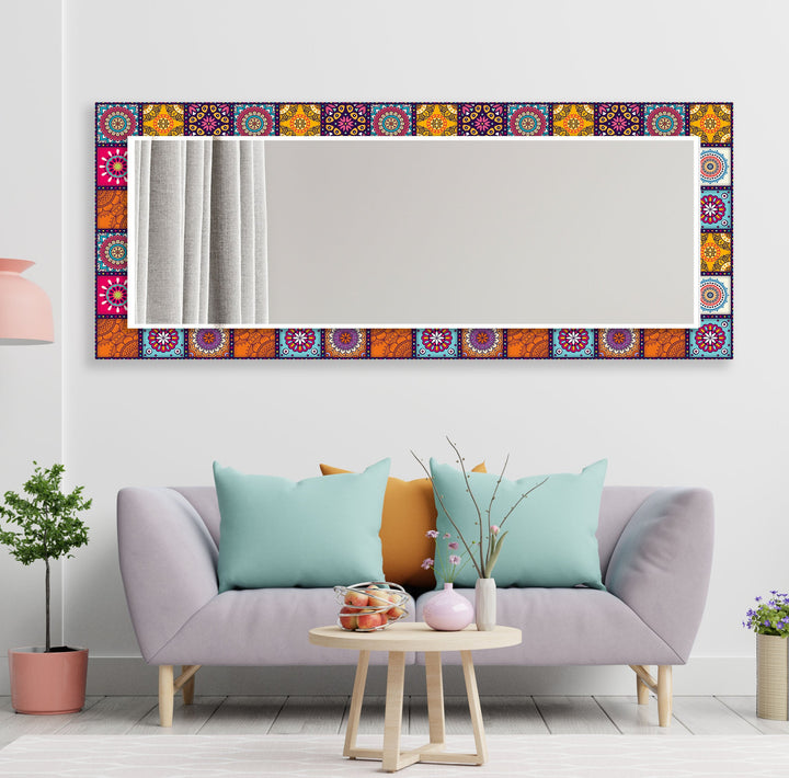 Mandala Red & Orange Wall Mirrors Blue Wall Mirror
