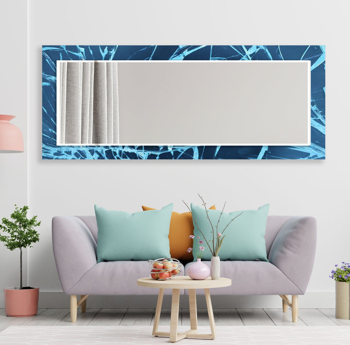 Blue Cracked Wall Mirrors lighted mirror
