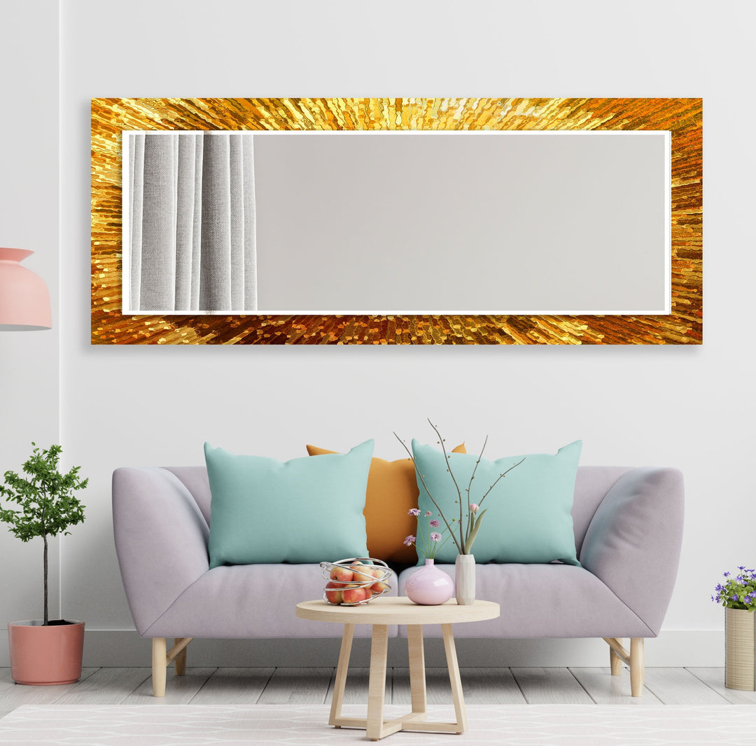 Bright Gold Abstract Wall Mirror Dining Room Wall Mirror
