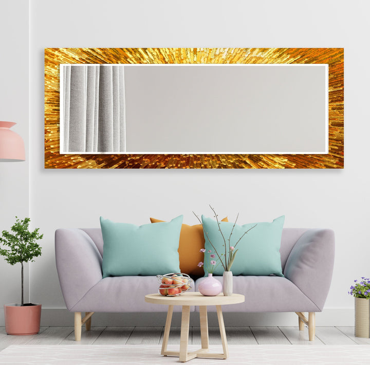 Bright Gold Abstract Wall Mirror Dining Room Wall Mirror
