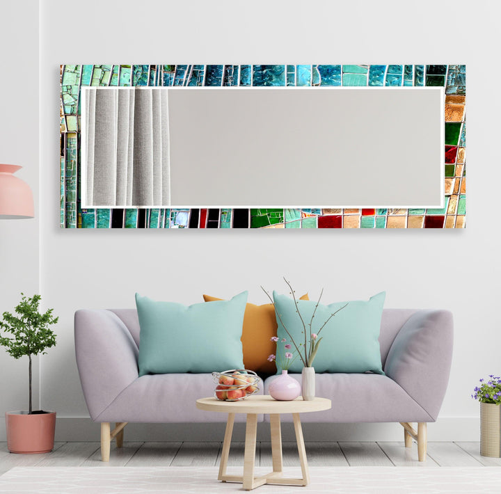 Stained Light Blue Wall Mirror decorative mirrors
