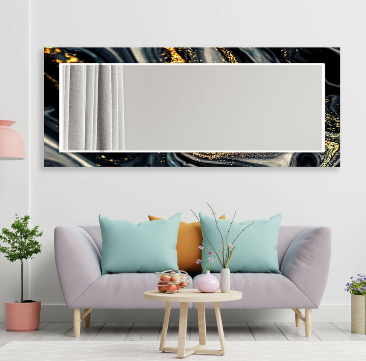 Golden Black & Silver Wall Mirror Marble Wall Mirror

