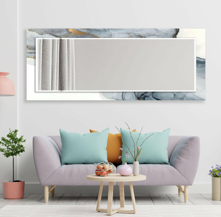 Gray and White Marble Wall Mirror Square Wall Mirror
