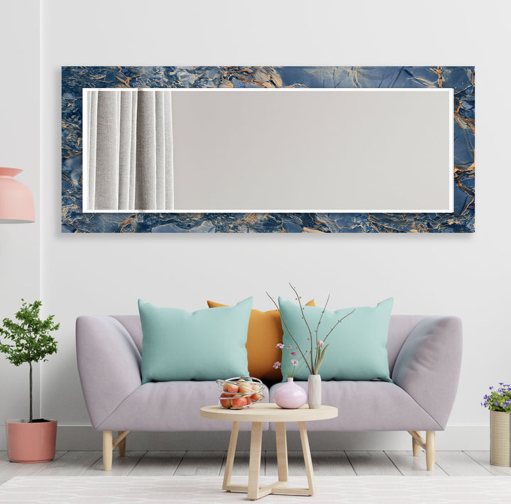 Navy Blue Ceramic Wall Mirror Dining Room Mirror
