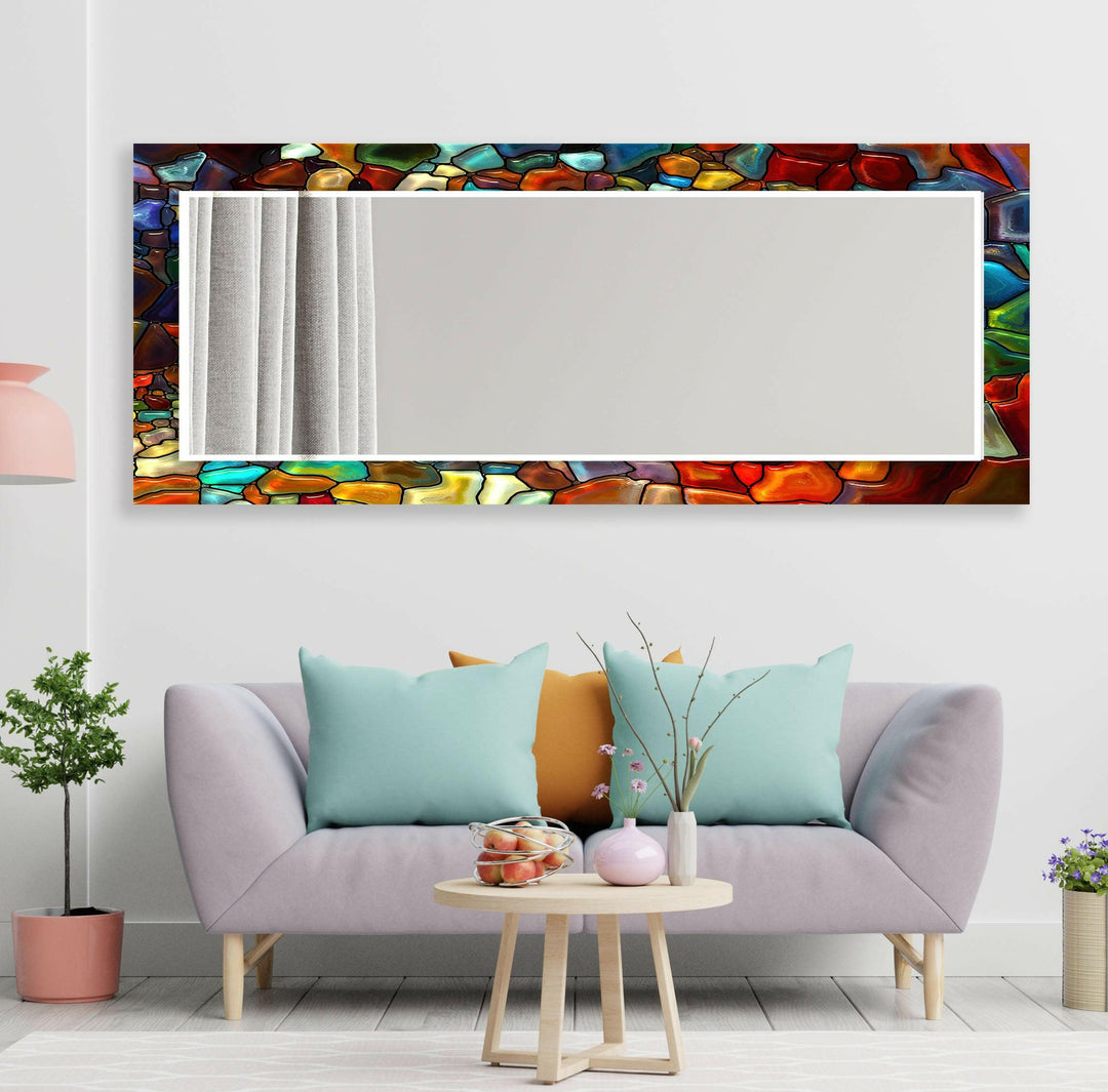 Colored Stained Oil Wall Mirror Wood Mirror
