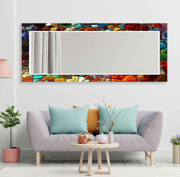 Colored Stained Oil Wall Mirror Wood Mirror
