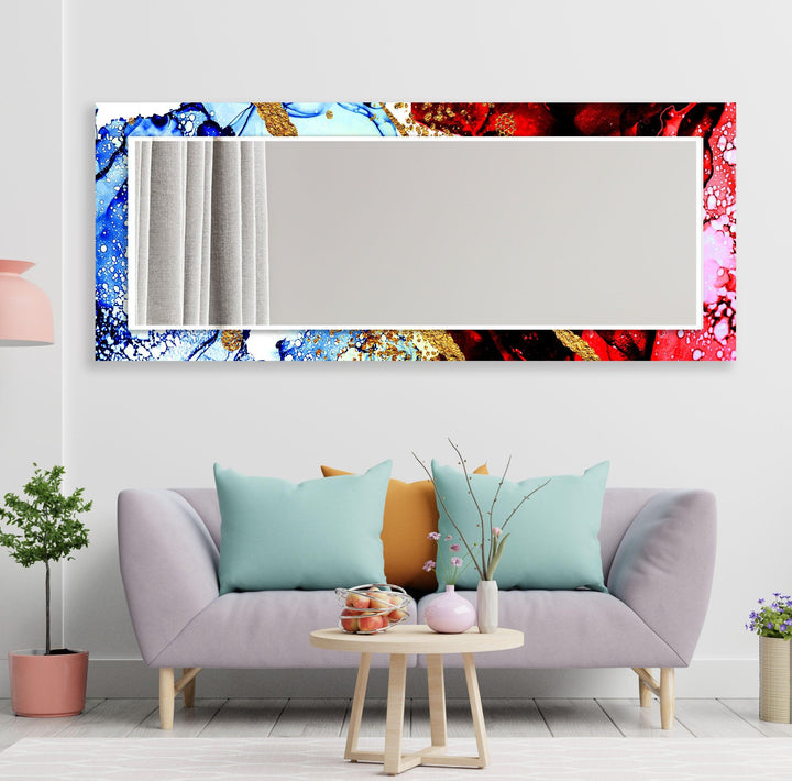 Blue & Red with Gold Wall Mirror Gold Mirror
