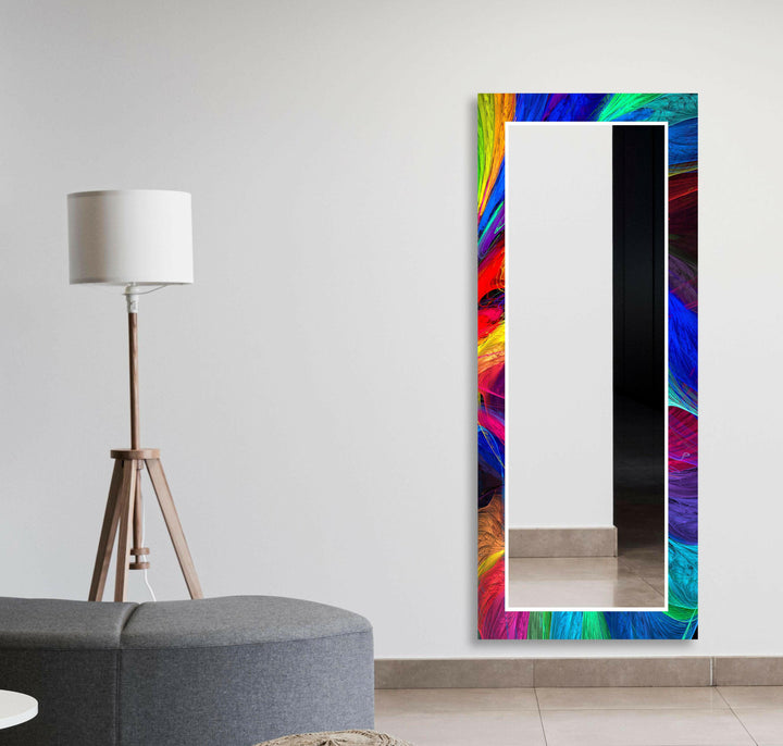 Modern Colorful Abstract Design Wall Mirror Green Wall Mirror