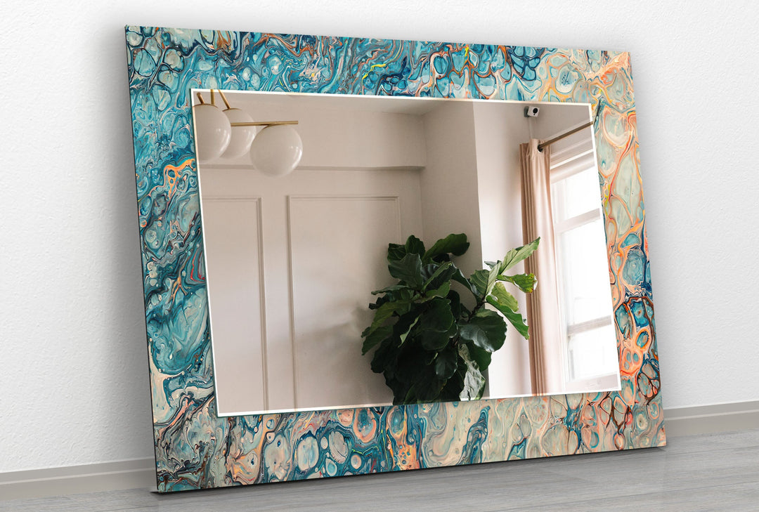 Blue Marbling Pattern Wall Mirror Blue Mirror
