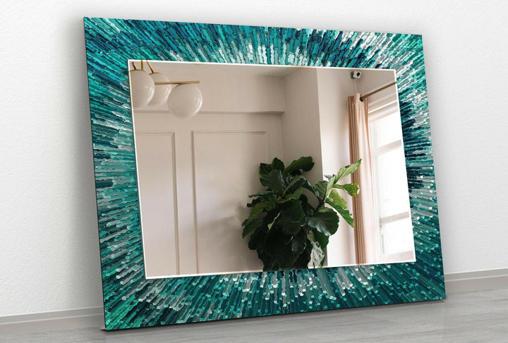Turquoise Abstract Round Wall Mirror large floor mirror
