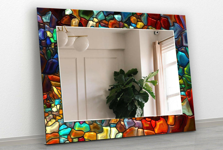 Colored Stained Oil Wall Mirror Square Mirror
