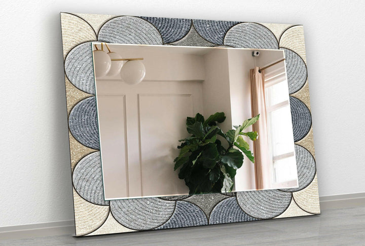 Beige & Gray Circles Design Wall Mirror gold mirror
