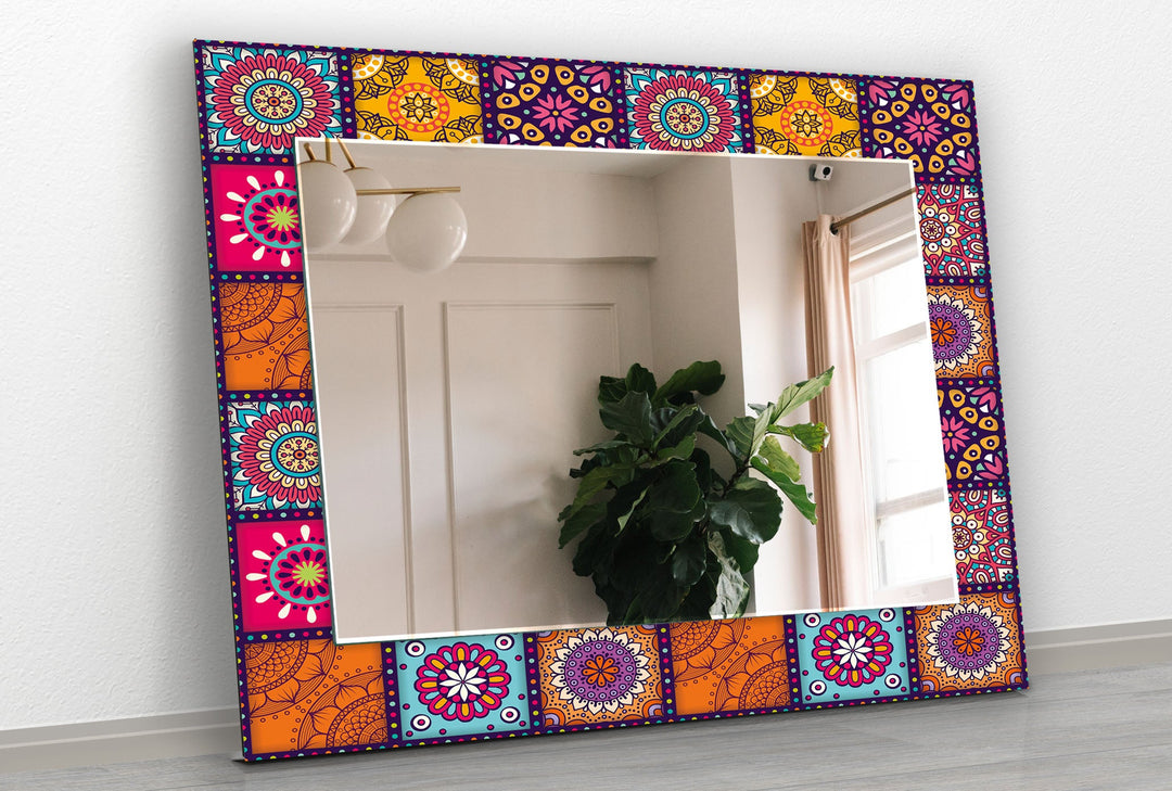 Mandala Red & Orange Wall Mirrors Mosaic Mirror 
