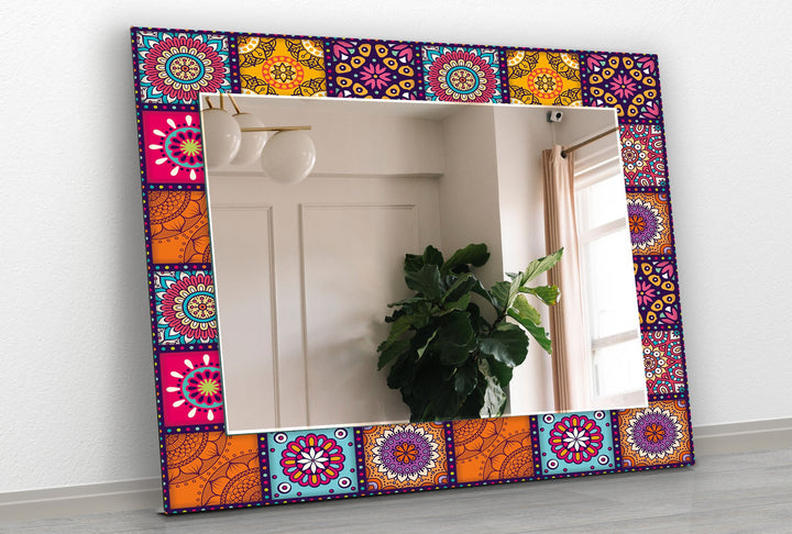 Mandala Red & Orange Wall Mirrors Mosaic Mirror 
