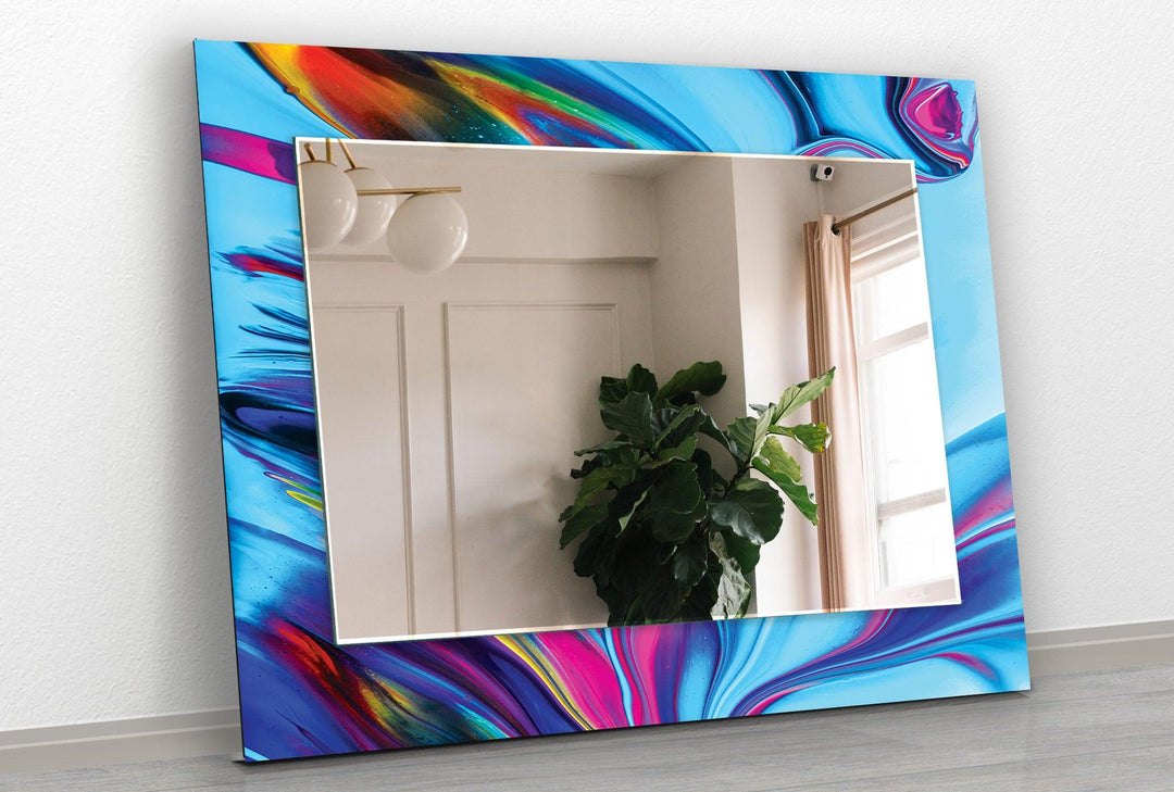 Multicolored Abstract Wall Mirror Square Wall Mirror
