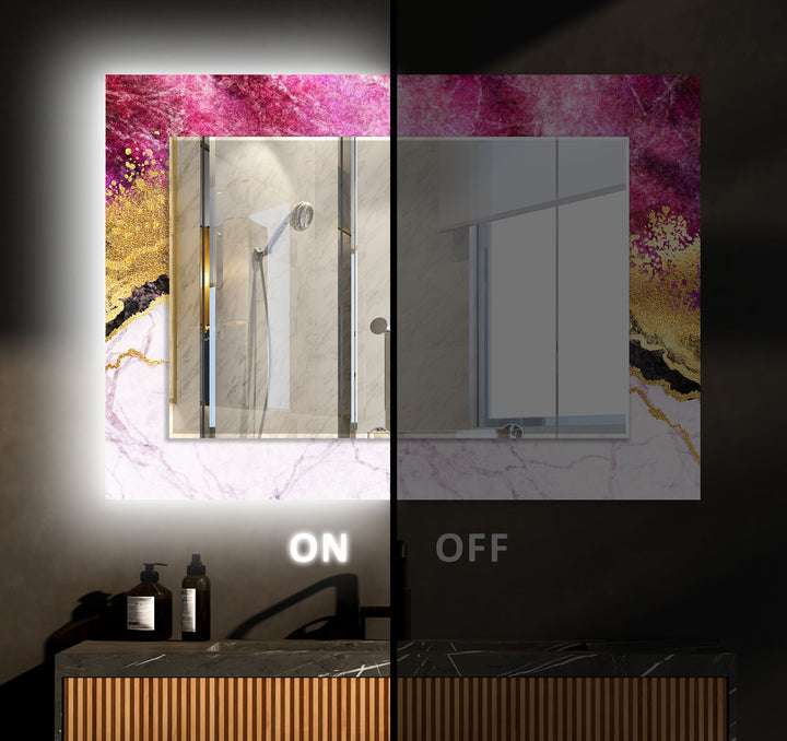 Pink Gold Details Wall Mirrors Decorative Wall Mirror
