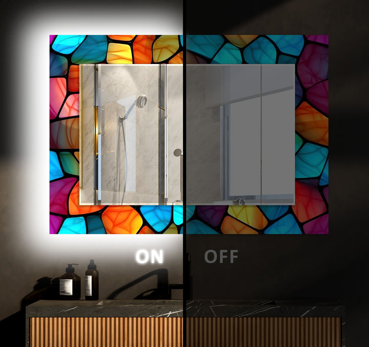 Vividly Colored Mosaic Wall Mirror Abstract Wall Mirror