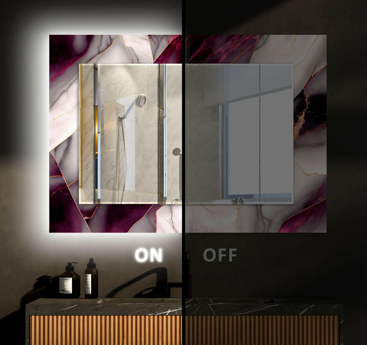 Dark Pink & White Marble Wall Mirror full length mirrors
