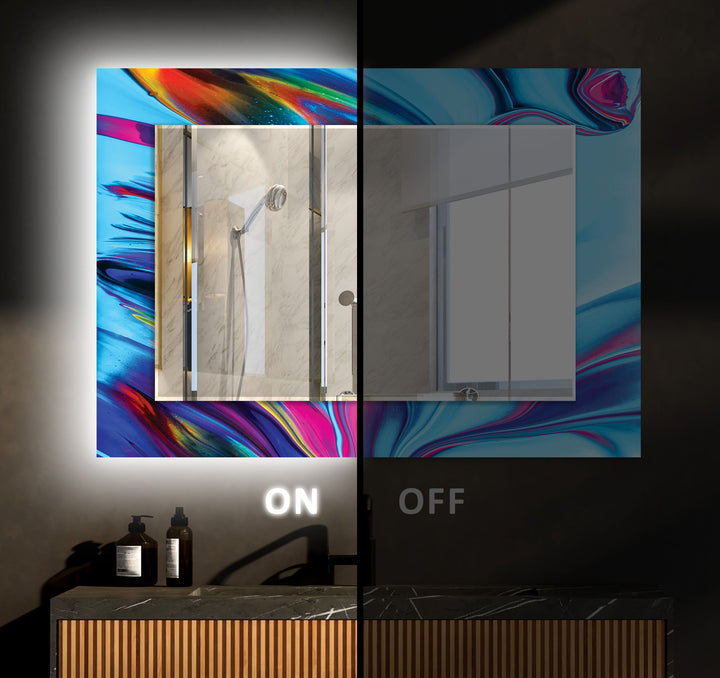 Multicolored Abstract Wall Mirror Red Mirror
