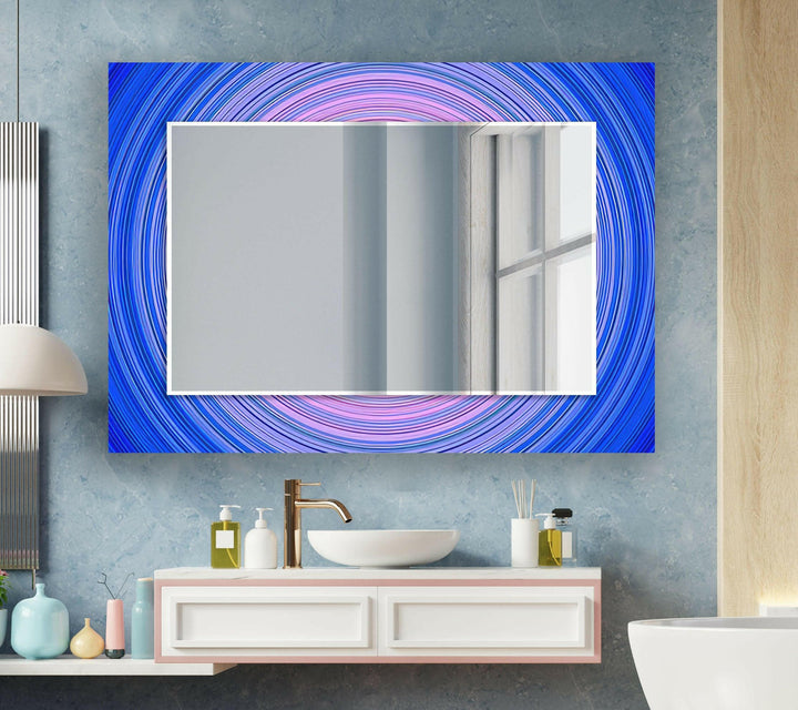Light Purple Round Wall Mirror Mosaic Wall Mirror
