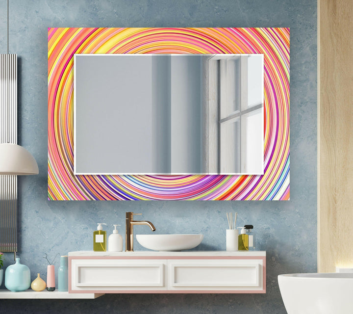 Orange Circle Round Wall Mirror Living Room Mirror
