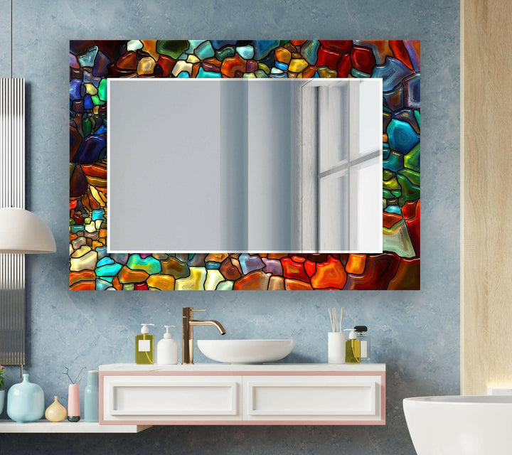 Colored Stained Oil Wall Mirror Living Room Mirror

