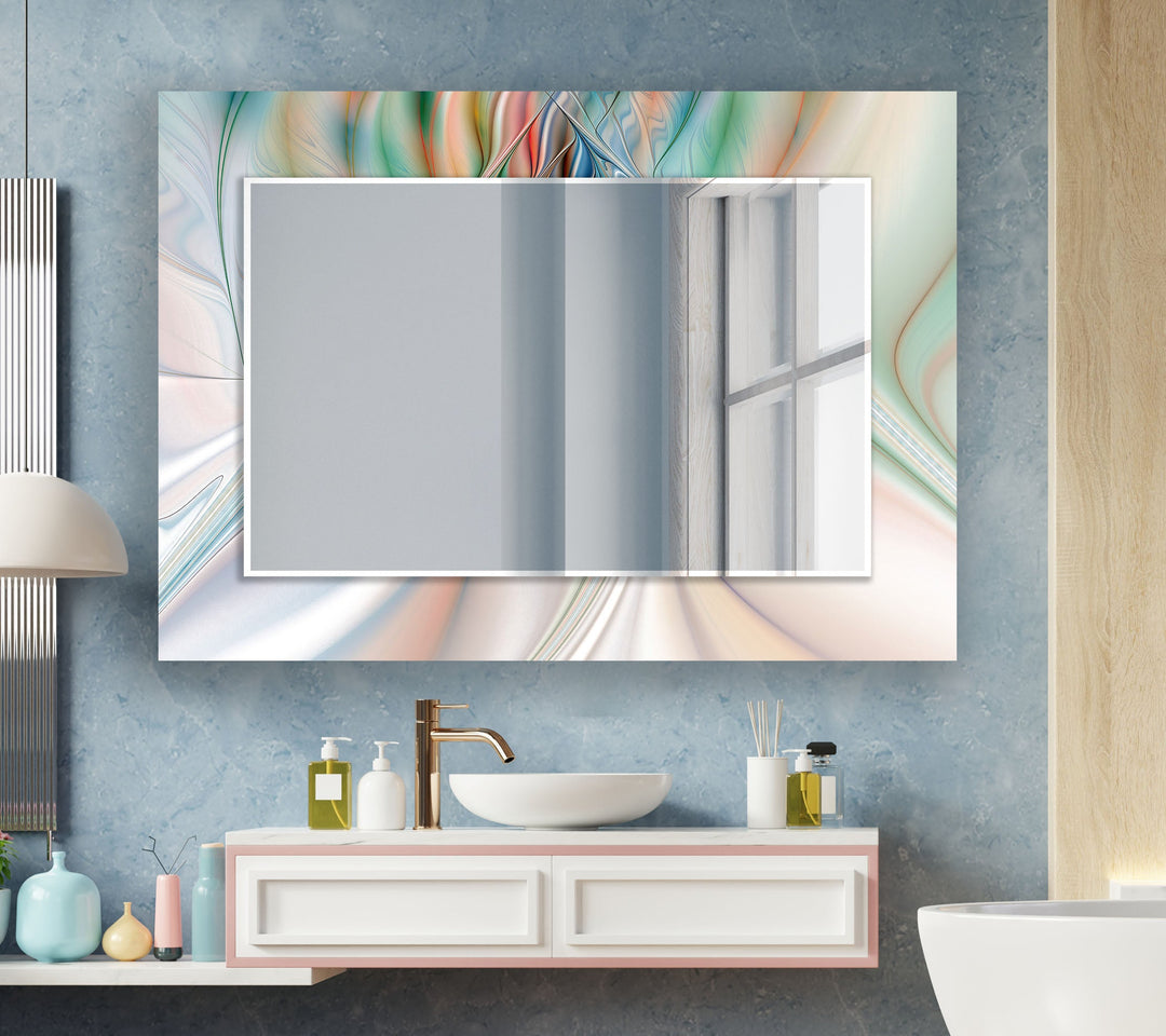 Colored Fractal Wall Mirrors mirror with frame
