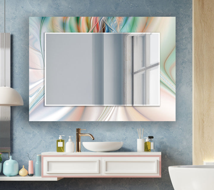Colored Fractal Wall Mirrors mirror with frame
