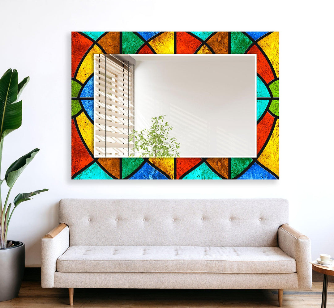 Colorful Stained Geometrics Wall Mirror Mosaic Mirror 
