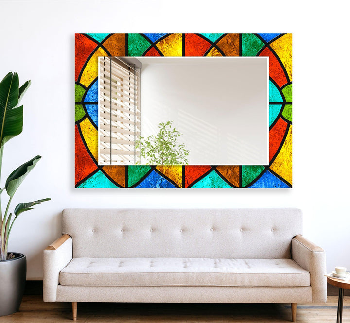 Colorful Stained Geometrics Wall Mirror Mosaic Mirror 
