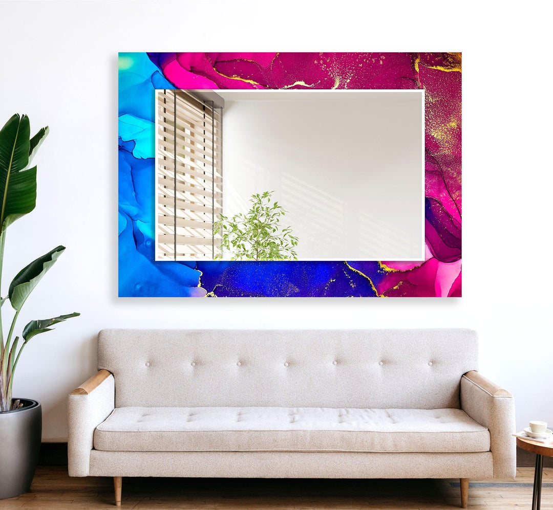 Blue & Pink Wall Mirror Marble Wall Mirror
