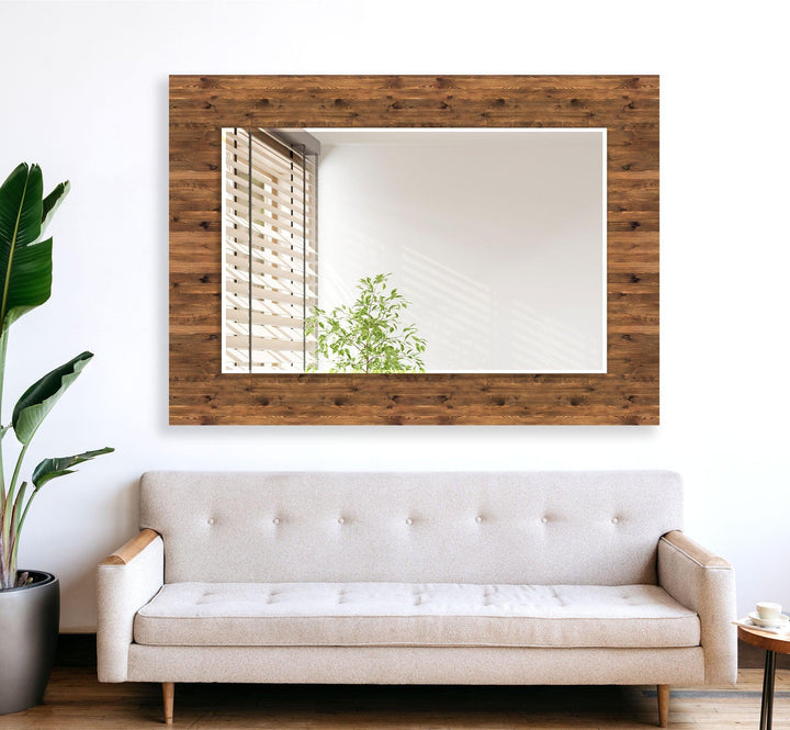 Brown Wood Pattern Wall Mirrors Large Wall Mirror