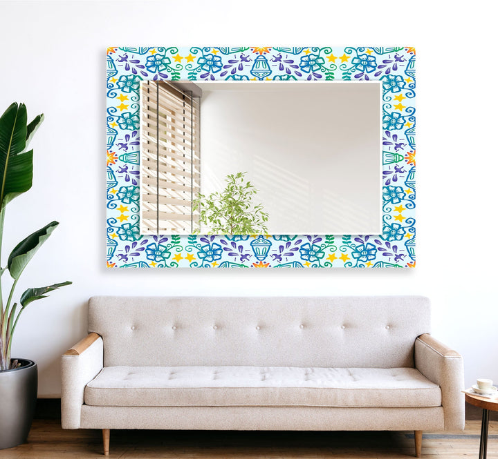 Grey & Green Figures Wall Mirror full length mirrors
