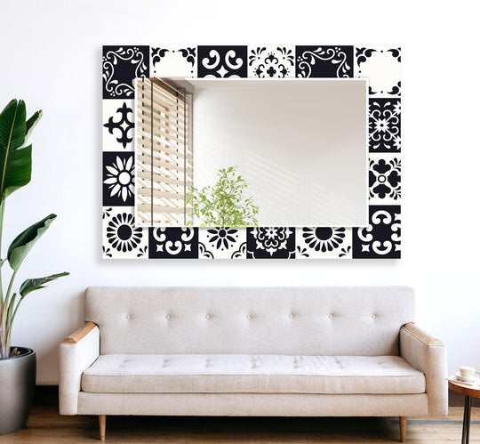 Black and White Mosaic Design Wall Mirror biggest wall mirror
