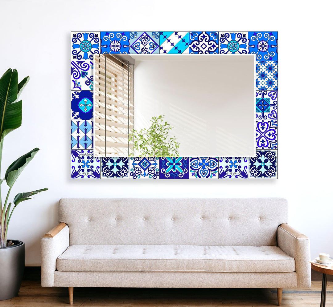 Blue Mosaic Wall Mirror