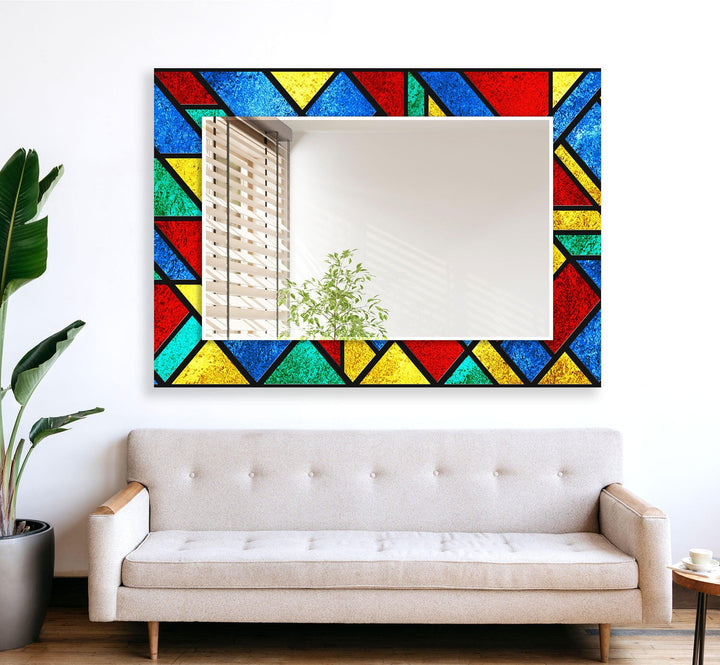 Red Yellow and Blue Wall Mirror Rectangle Wall Mirror
