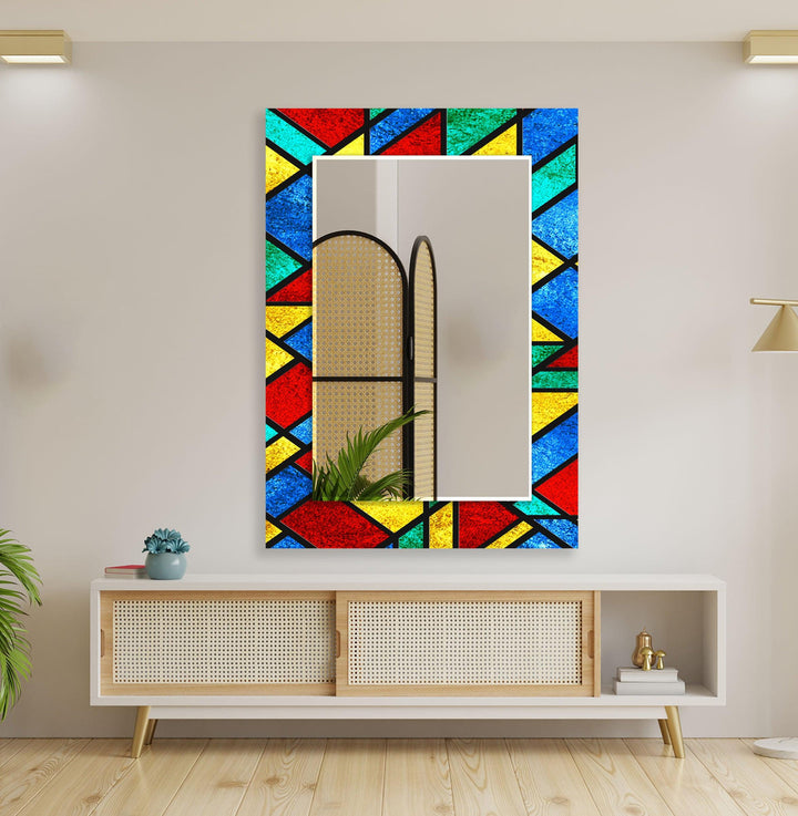 Red Yellow and Blue Wall Mirror Black Wall Mirror

