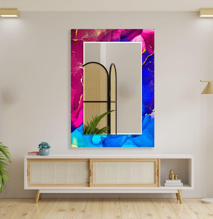 Blue & Pink Wall Mirror Marble Mirror
