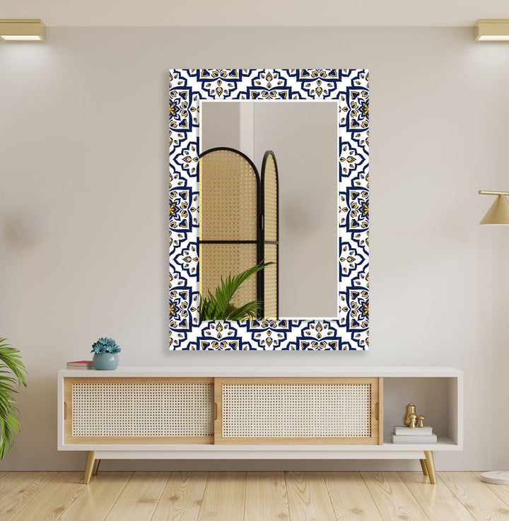 Mosaic Dark Blue and Yellow Wall Mirror mirrors in black
