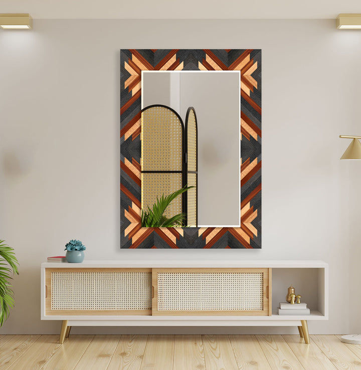 Wood Pattern Black Wall Mirror large mirror
