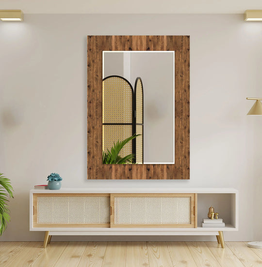 Brown Wood Pattern Wall Mirrors mirror wall art
