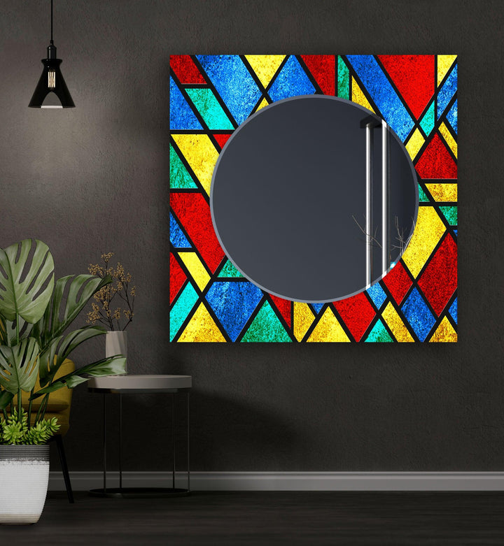 Red Yellow and Blue Wall Mirror Small Wall Mirror
