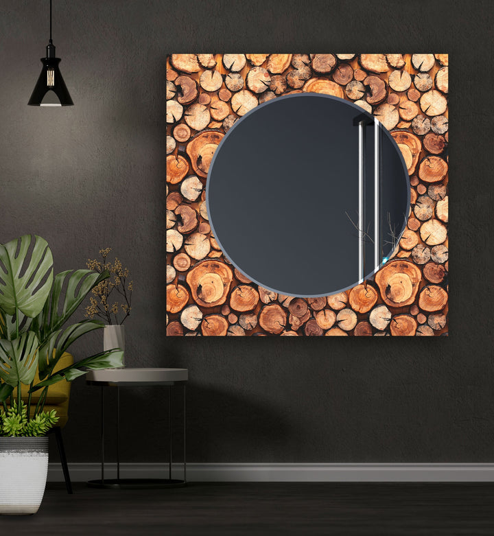 Woods Pattern Round Wall Mirror huge mirror
