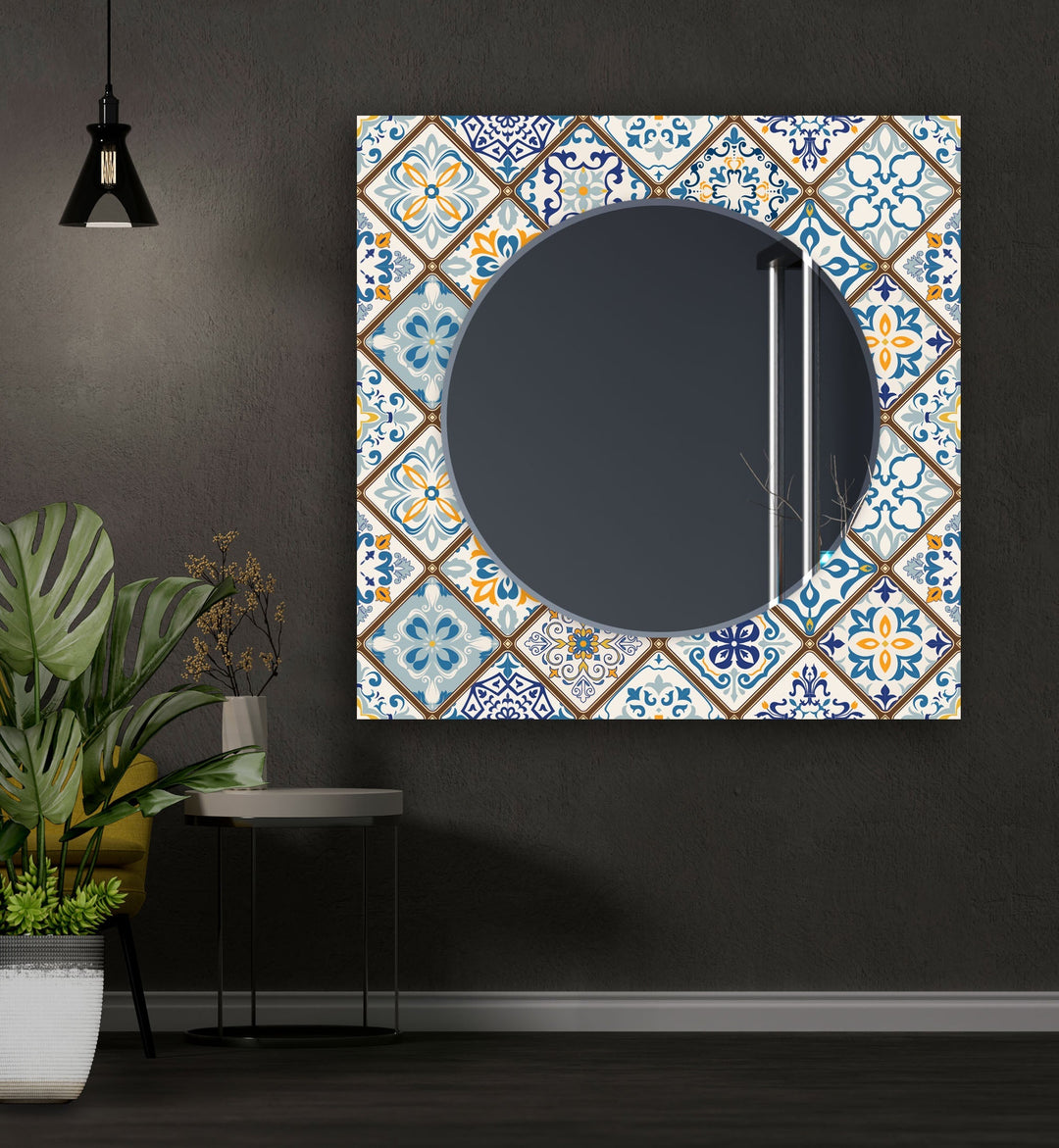 Brown and Blue Mosaic Wall Mirror backlit mirror
