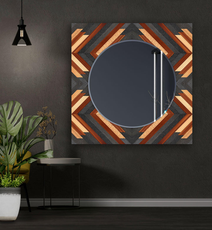 Wood Pattern Black Wall Mirror dining room mirror
