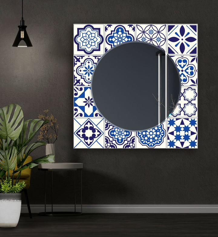 Mosaic Design White Wall Mirrors Long Wall Mirror
